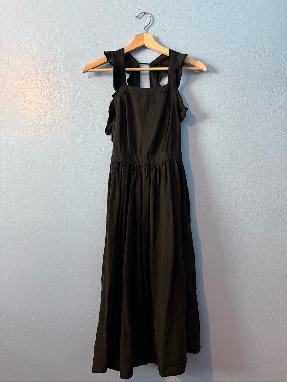 Ulla Johnson Black Sleeveless Maxi Dress with Ruffle Straps